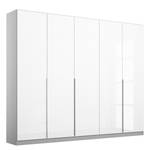 Drehtürenschrank Alabama Hochglanz Weiß / Grau - 226 x 210 cm - Basic - Ohne Spiegeltür/-en