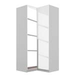 Armoire d’angle Alabama II Blanc brillant / Gris - Hauteur : 229 cm - Avec portes miroir