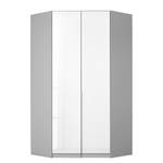 Armoire d’angle Alabama I Blanc brillant / Gris - Hauteur : 210 cm - Sans portes miroir