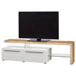 Tv-meubel Bellano I fineer van echt hout - Mat wit/Balkeneikenhout - Rechts uitlijnen - Zonder verlichting
