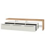 Meuble TV Bellano II Placage en bois véritable - Mat blanc / Chêne de poutre - Alignement à droite - Sans éclairage