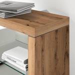 Tv-meubel Bellano II fineer van echt hout - Mat wit/Balkeneikenhout - Rechts uitlijnen - Met verlichting