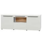 Buffet Bellano III Placage en bois véritable - Mat blanc / Chêne de poutre - Sans éclairage