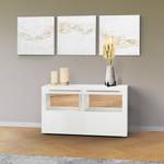 Buffet Bellano IV Placage en bois véritable - Mat blanc / Chêne de poutre - Sans éclairage