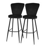 Chaises de bar Bouilly (lot de 2) Velours / Métal - Noir