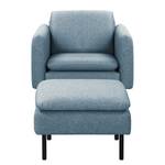 Fauteuil La Motte Tissu - Tissu Sogol: Bleu jean - Avec repose-pieds