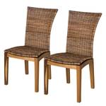 Esszimmerstuhl Betaille (2er-Set) Rattan / Suar massiv - Braun