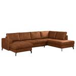 Wohnlandschaft Le Vivier Antikleder - Cognac - Longchair davorstehend links / Ottomane rechts