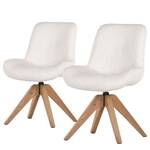 Gestoffeerde stoel Bonlieu (set van 2) Bouclé - wit/eikenhout