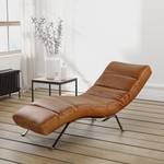 Chaise relax Kasson Cuir véritable - Cuir Arelia: Cognac - Argenté