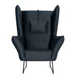 Fauteuil Caleta geweven stof - Velours Onoli: Donkerblauw - Zonder hocker