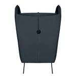 Fauteuil Caleta geweven stof - Velours Onoli: Donkerblauw - Zonder hocker