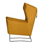 Fauteuil Caleta geweven stof - Velours Onoli: Goud - Zonder hocker