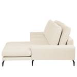 Ecksofa Penda mit Longchair Webstoff Sogol: Creme - Longchair davorstehend rechts