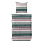 Beddengoed Late Summer Stripe katoen - Grijs/roze - 155x220cm + kussen 80x80cm