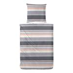 Perkal-Bettwäsche Late Summer Stripe Baumwolle - Grau / Beige - 135 x 200 cm + Kissen 80 x 80 cm