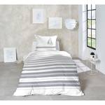 Parure de lit Maritim II Coton - Gris - 135 x 200 cm + oreiller 80 x 80 cm