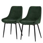 Gestoffeerde stoelen Lex II (set van 2) ribfluweel/metaal - Donkergroen