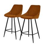 Chaises de bar Lex (lot de 2) Velours côtelé / Métal - Marron doré