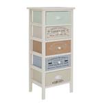 Commode Le Merlan Paulownia massif - Blanc / Multicolore - Hauteur : 86 cm