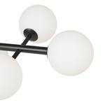 Plafondlamp 6 lichtbronnen ijzer/glas - Zwart metaal/Wit opaalglas