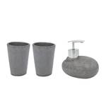 Bad-Accessoire-Set Pebble Stone(3-tlg.) Grau