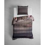 Parure de lit réversible GOTS Sarah Sergé de coton - Rose / Taupe - 135 x 200 cm + oreiller 80 x 80 cm