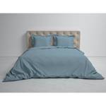 Parure de lit Punto Satin de coton - Bleu Gris - 140 x 200/220 cm + oreiller 70 x 60 cm