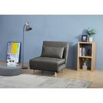 Slaapfauteuil ELANDS geweven stof - Velours Criada: Grijs - Licht beukenhout