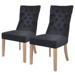 Chaises capitonnées Waroona 2 (lot de 2) Noir - Chêne clair