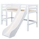 Lit mezzanine Fairytale Knight II 70 x 160cm - Matelas de mousse visco-élastique et mousse froide - Avec toboggan