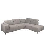 Ecksofa Miches Webstoff - Granit - Ottomane davorstehend rechts