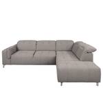 Ecksofa Miches Webstoff - Granit - Ottomane davorstehend rechts