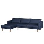 Ecksofa Thegra Flachgewebe - Marineblau - Longchair davorstehend links