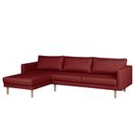 Ecksofa Thegra Flachgewebe - Bordeaux - Longchair davorstehend links