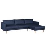 Ecksofa Thegra Flachgewebe - Marineblau - Longchair davorstehend rechts