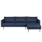 Ecksofa Thegra Flachgewebe - Marineblau - Longchair davorstehend rechts