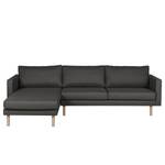 Ecksofa Thegra Flachgewebe - Anthrazit - Longchair davorstehend links