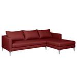 Ecksofa Theza Flachgewebe - Bordeaux - Longchair davorstehend rechts