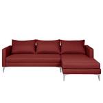 Ecksofa Theza Flachgewebe - Bordeaux - Longchair davorstehend rechts