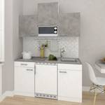 Mini keuken Cano II Inclusief elektrische apparaten - Wit/Concrete look - Breedte: 150 cm - Glas-keramisch