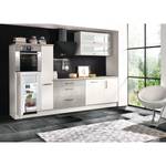 Küchenzeile Aveiro Inklusive Elektrogeräten - Hochglanz Weiß / Beton Dekor - Breite: 290 cm