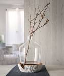 Vase avec socle en bois Casolare II Acacia mat - Blanc