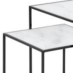 Tables gigognes Ballenita II (lot de 2) Verre / Métal - Imitation marbre blanc / Noir