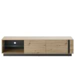 Tv-meubel Cailla hoogglans wit/eikenhouten look - Eikenhoutlook Artisan - Breedte: 188 cm