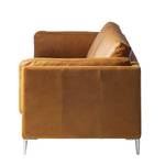 3-Sitzer Sofa COSO Classic+ Echtleder - Echtleder Taru: Hellbraun - Chrom glänzend