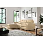 Ecksofa Nilsia Echtleder Mabel: Warmes Beige - Longchair davorstehend links