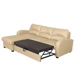 Ecksofa Nilsia Echtleder Mabel: Warmes Beige - Longchair davorstehend links