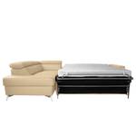 Ecksofa Adamo mit Schlaffunktion Echtleder Mabel: Warmes Beige - Ottomane davorstehend links