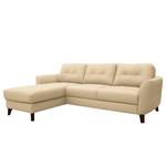 Ecksofa Heimari I Echtleder Mabel: Warmes Beige - Longchair davorstehend links - Mit Schlaffunktion